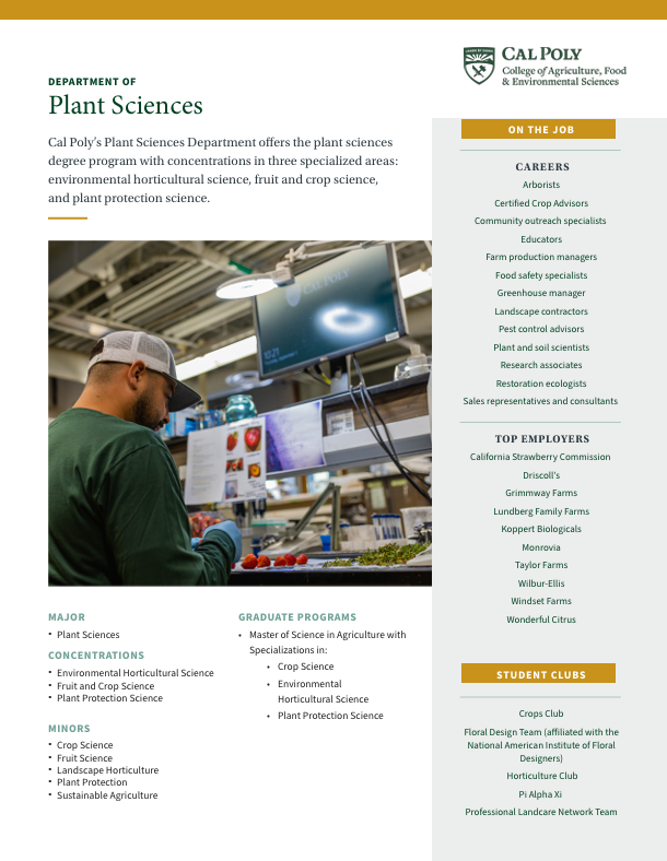 Departments & Majors College of Agriculture, Food and Environmental